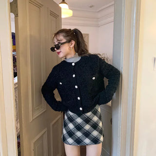 Cross-check mini skirt