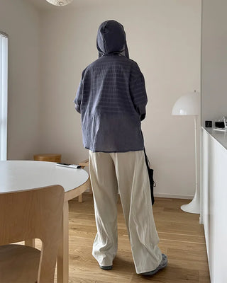 Cotton blend hooded shirt