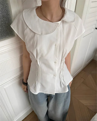Big collar asymmetrical blouse