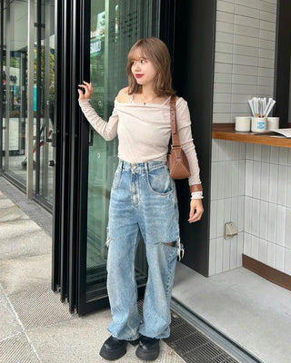 Drape neck T-shirt