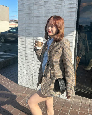 Oversized check jacket