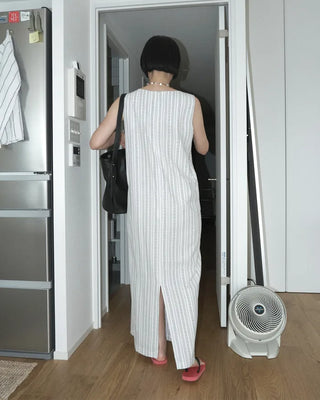 Linen striped dress