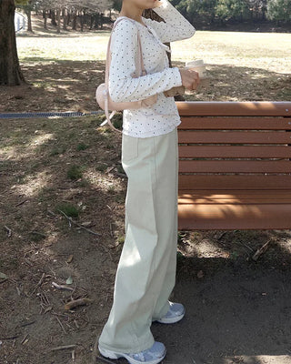 Colorful cotton wide-leg pants