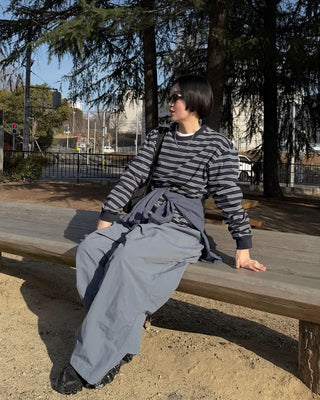 Cropped striped T-shirt