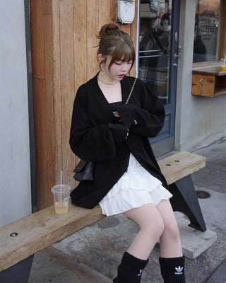 Oversized Button Long Cardigan