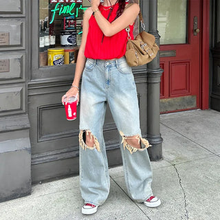 Vintage wide-leg denim pants