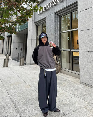 Raglan Collar Block Hoodie