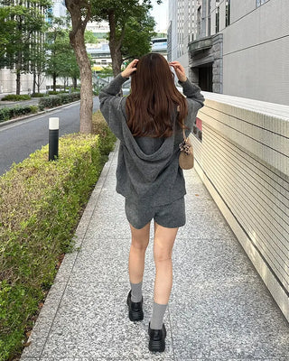 Double-zip hoodie and shorts set