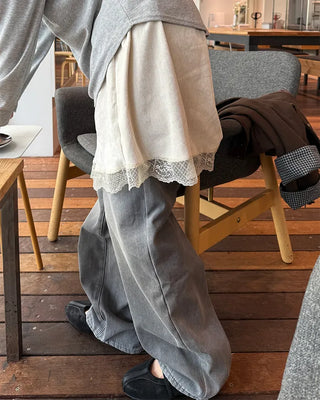 Asymmetrical Lace Midi Skirt