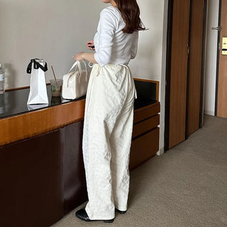 Flower embossed pants