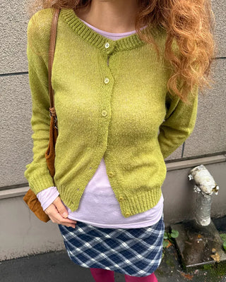 Round neck alpaca knit cardigan