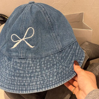 Ribbon Stitch Denim Cap