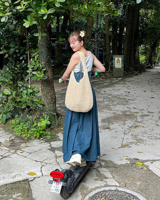 Smoked denim long dress