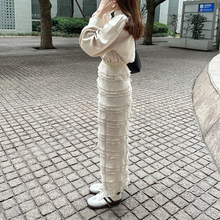Frilled tiered long skirt