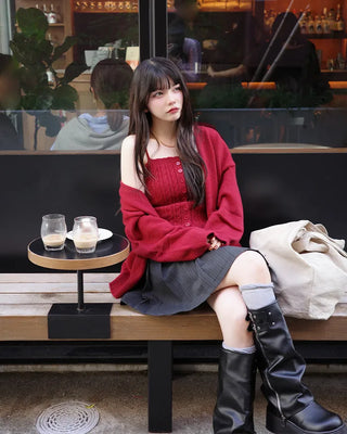 Pinstripe pleated mini skirt