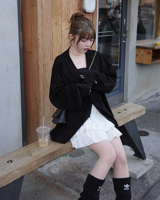 Frilled slit can-can mini skirt