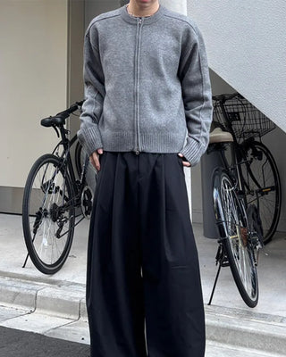 Knit zip-up jacket