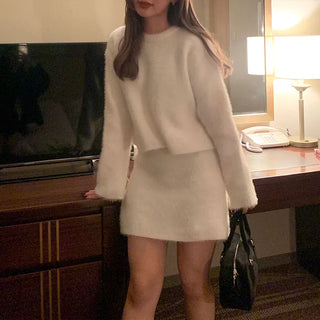 Sleeve knit & skirt set