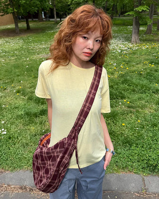 Checked Ribbon Shoulder Bag