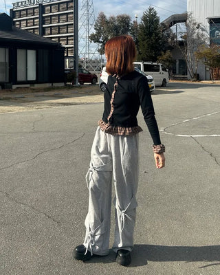 Checked frill cardigan
