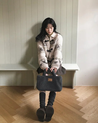 Nordic pattern toggle cardigan