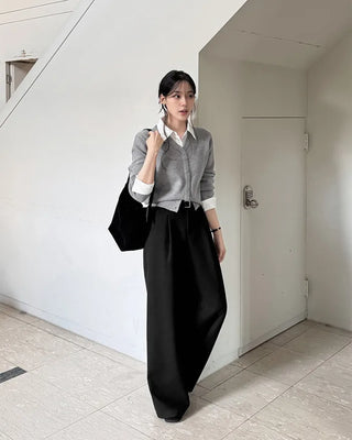 Layered knit cardigan