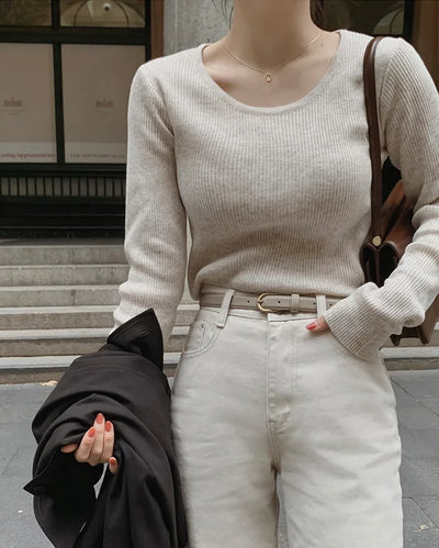 [Slenderizing effect] Bamboo soft rib knit