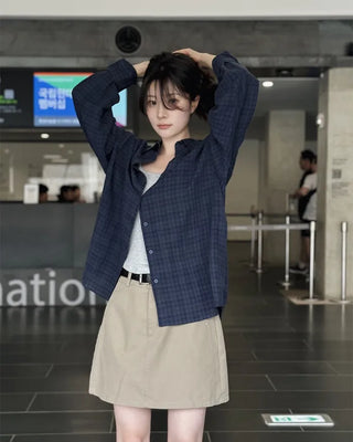 Loose-fit summer check shirt