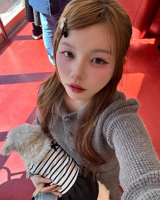 Double-button knit cardigan