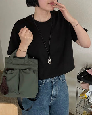 Basic semi-cropped T-shirt