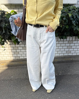 Back-belt wide-leg pants