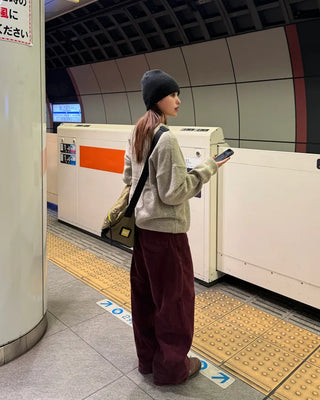 Corduroy wide-leg pants