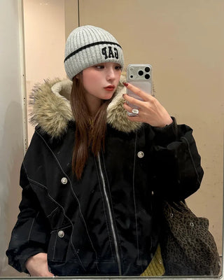 Raccoon fur hooded jacket