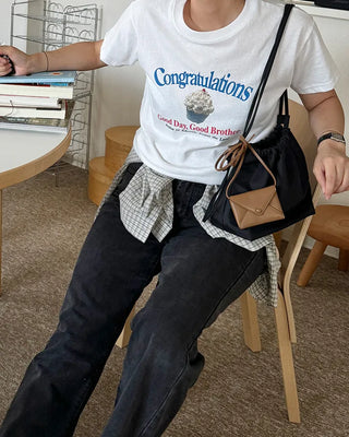[8th Re-release] (ORIGINAL) Medium Drawstring Shoulder Bag (black)