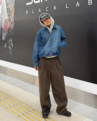 Stitch design denim blouson