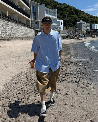 Pintuck Cotton Bermuda Shorts