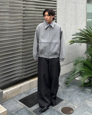 Wool zip collar jacket