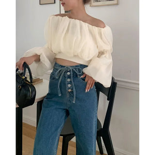 Balloon cropped blouse