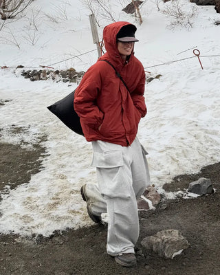 Oversized hooded down jacket