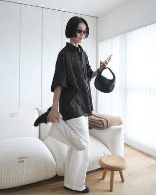 Checked short-sleeved shirt