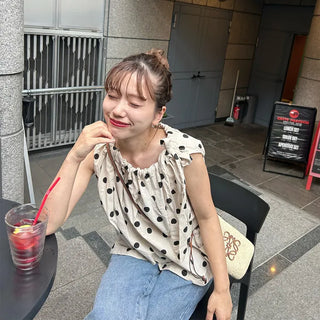 Polka Dot Ribbon Blouse