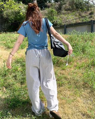 Linen striped banding pants
