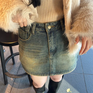 denim mini skirt