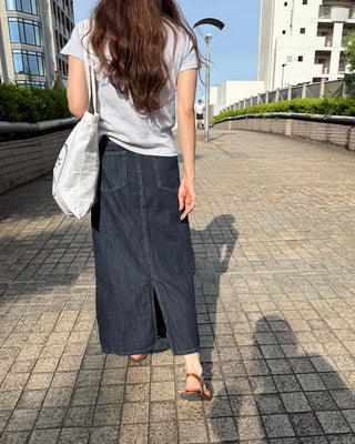 I-line denim skirt