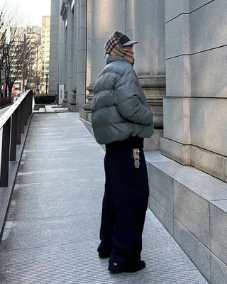 Eco-leather oversized padded jacket
