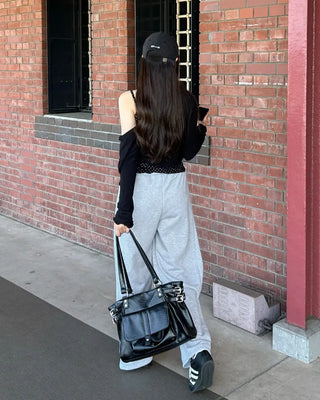 Wide-leg sweatpants with drawstring waist
