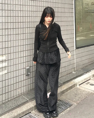 Polka dot flared pants skirt