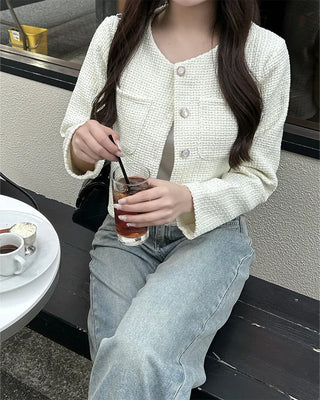 Flap pocket tweed jacket