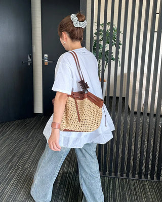 Frilled hem short-sleeve T-shirt