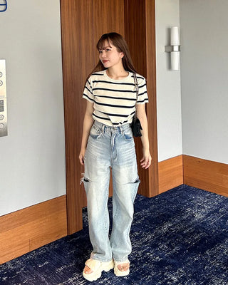 Striped short-sleeved knit